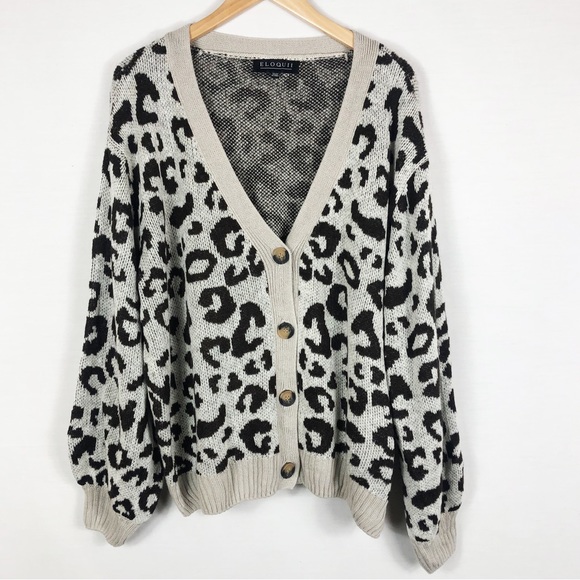 Eloquii Leopard Print Button Front Cardigan | Brown Tan | Size 22/24 - Picture 2 of 10
